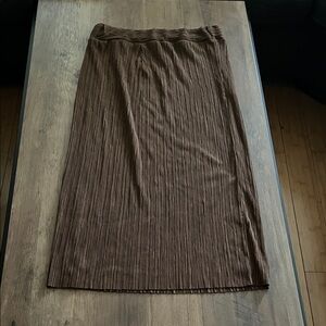 Zara Brown Pleated Midi Skirt